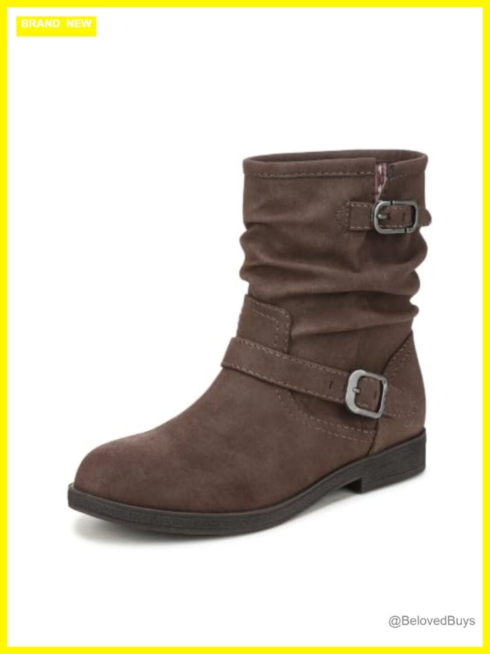 Moto Mid Calf Boots Faux Leather Wraparound Straps Slouch Almond Toe